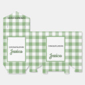 Gingham Green Plaid Baby Shower 4"w x 2"l x 5"h フェイバーボックス (見開き)