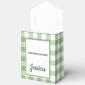 Gingham Green Plaid Baby Shower 4"w x 2"l x 5"h フェイバーボックス (見開き)