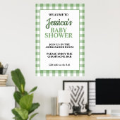 Gingham Green Plaid Baby Shower Welcome Sign ポスター (ホームオフィス)
