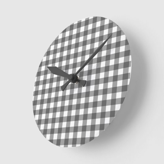 Gingham grey classic top choice  ラウンド壁時計 (傾斜)