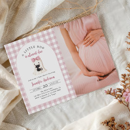 Gingham Halloween Ghost Girl Baby Shower Photo 招待状