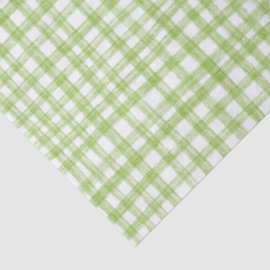 Gingham Hand-Drawn Modern Cute Green White Preppy 薄葉紙 (詳細)