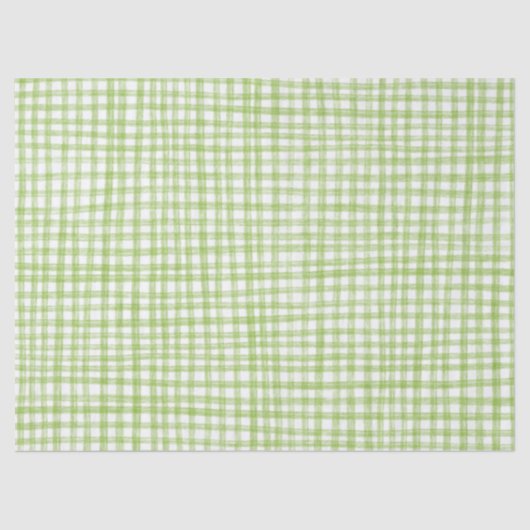 Gingham Hand-Drawn Modern Cute Green White Preppy 薄葉紙 (正面)