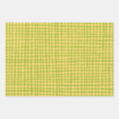 Gingham Hand-Drawn Modern Cute Green Yellow Preppy ラッピングペーパーシート (正面2)