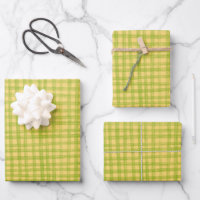 Gingham Hand-Drawn Modern Cute Green Yellow Preppy