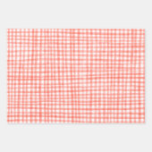 Gingham Hand-Drawn Modern Cute Red White Preppy ラッピングペーパーシート (正面)
