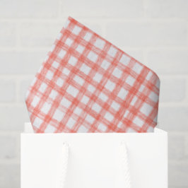Gingham Hand-Drawn Modern Cute Red White Preppy 薄葉紙