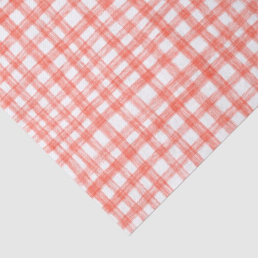 Gingham Hand-Drawn Modern Cute Red White Preppy 薄葉紙 (詳細)