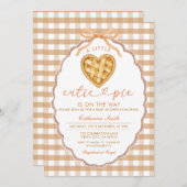 Gingham Heart Cutie Pie is on the way Baby Shower 招待状 (正面/裏面)