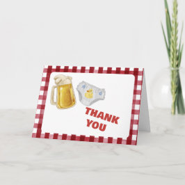 Gingham Huggies Chuggies Beer Diaper Baby Shower サンキューカード