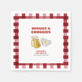 Gingham Huggies Chuggies Beer Diaper Baby Shower スタンダードカクテルナプキン