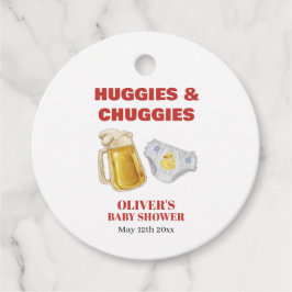 Gingham Huggies Chuggies Beer Diaper Baby Shower フェイバータグ
