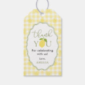 Gingham Lemon Citrus Themed Baby Shower ギフトタグ (正面)
