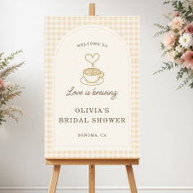 Gingham Love is Brewing Bridal Shower Welcome Sign