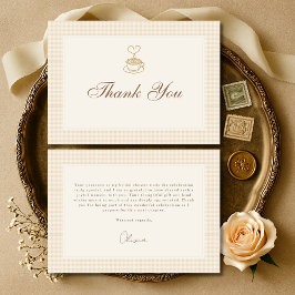 Gingham Love is Brewing Coffee Bridal Shower サンキューカード