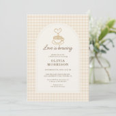 Gingham Love is Brewing Coffee Bridal Shower 招待状 (スタンド正面)