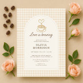 Gingham Love is Brewing Coffee Bridal Shower 招待状