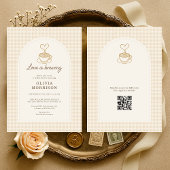Gingham Love is Brewing QR Code Bridal Shower 招待状