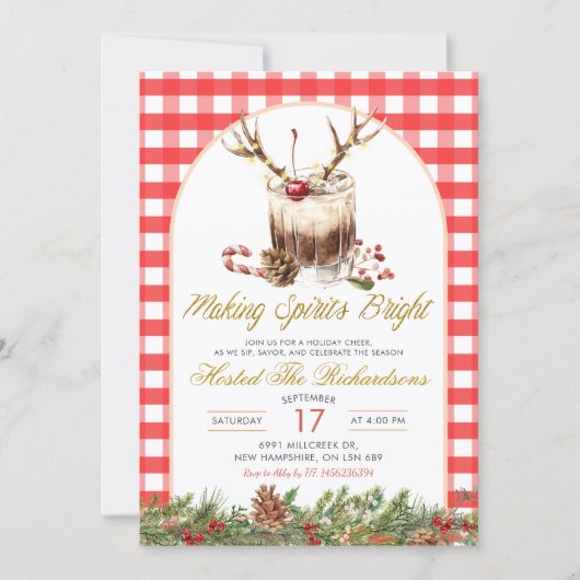 Gingham Making Spirits Bright Christmas Cokctail 招待状 (正面)