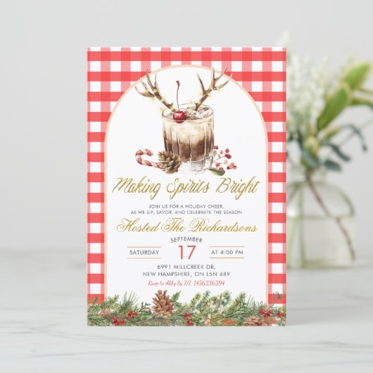 Gingham Making Spirits Bright Christmas Cokctail 招待状 (スタンド正面)