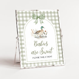 Gingham Mallard Duck Baby Babies are Sweet Sign ポスター