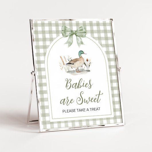 Gingham Mallard Duck Baby Babies are Sweet Sign ポスター