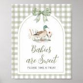 Gingham Mallard Duck Baby Babies are Sweet Sign ポスター (正面)