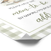 Gingham Mallard Duck Baby Envelope Station Sign ポスター (角)