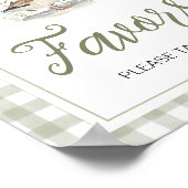 Gingham Mallard Duck Baby Shower Favors Sign ポスター (角)