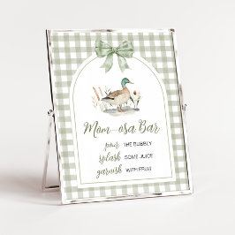 Gingham Mallard Duck Baby Shower Mom Osa Bar Sign ポスター