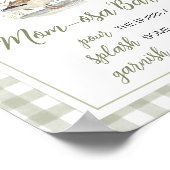 Gingham Mallard Duck Baby Shower Mom Osa Bar Sign ポスター (角)