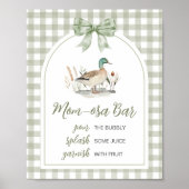 Gingham Mallard Duck Baby Shower Mom Osa Bar Sign ポスター (正面)