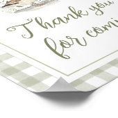 Gingham Mallard Duck Baby Shower Thank you Sign ポスター (角)