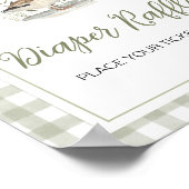 Gingham Mallard Duck BabyShower Diaper Raffle Sign ポスター (角)