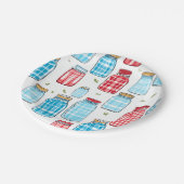 Gingham Mason Jar Pattern – Country Kitchen Charm ペーパープレート (アングル)