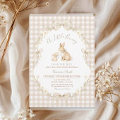 Gingham Neutral Bunny Baby Shower Invitation 招待状