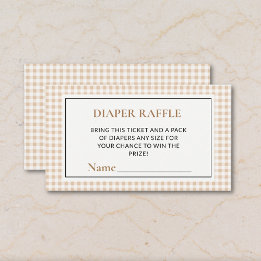 Gingham Neutral Diaper Raffle Tickets Baby Shower エンクロージャーカード