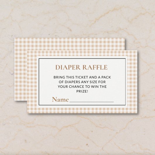 Gingham Neutral Diaper Raffle Tickets Baby Shower エンクロージャーカード