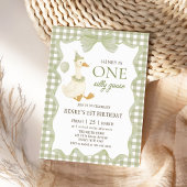 Gingham One Silly Goose 1st Birthday Invitation 招待状