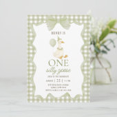 Gingham One Silly Goose 1st Birthday Invitation 招待状 (スタンド正面)