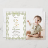 Gingham One Silly Goose 1st Birthday Invitation 招待状 (正面)