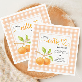 Gingham Orange Baby Shower スタンダードランチョンナプキン