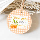 Gingham Orange Baby Shower フェイバータグ
