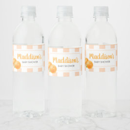 Gingham Orange Baby Shower ペットボトルラベル