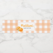 Gingham Orange Baby Shower ペットボトルラベル (シングルラベル)