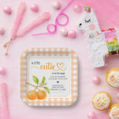 Gingham Orange Baby Shower ペーパープレート (パーティー)