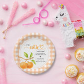 Gingham Orange Baby Shower ペーパープレート (パーティー)