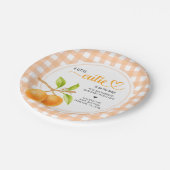 Gingham Orange Baby Shower ペーパープレート (アングル)