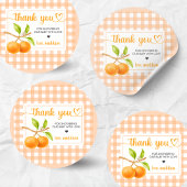 Gingham Orange Baby Shower ラウンドシール
