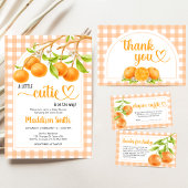 Gingham Orange Baby Shower 招待状